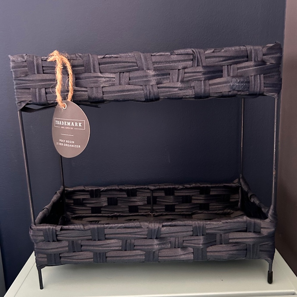 NEW Navy Blue Trademark Poly-Resin 2 Tier Organizer